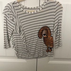White and black sequence wiener dog shirt